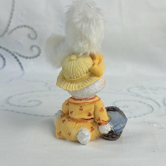 K's Collection Spring Bunny in Yellow Dress Vintage White Rabbit Soft Fur Ears - Picture 5 of 7